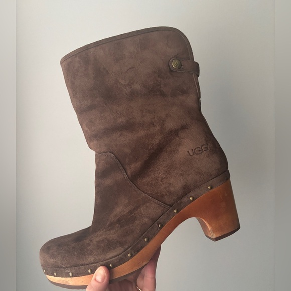 UGG Women's Lynnea Shearling Ankle Clog Boots Sheepskin Fold-Over Lining Size 10 - Picture 12 of 16